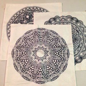 New set of 3 decorative Mandala pillow covers 17" square.